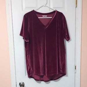 Amaryllis Velvet V neck top size Large